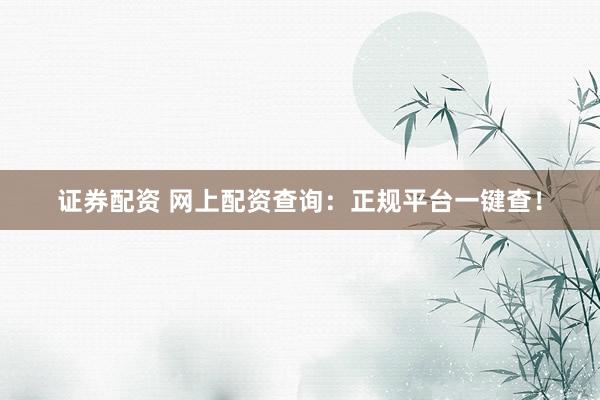 证券配资 网上配资查询：正规平台一键查！