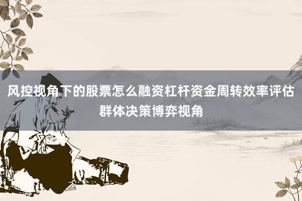 风控视角下的股票怎么融资杠杆资金周转效率评估群体决策博弈视角