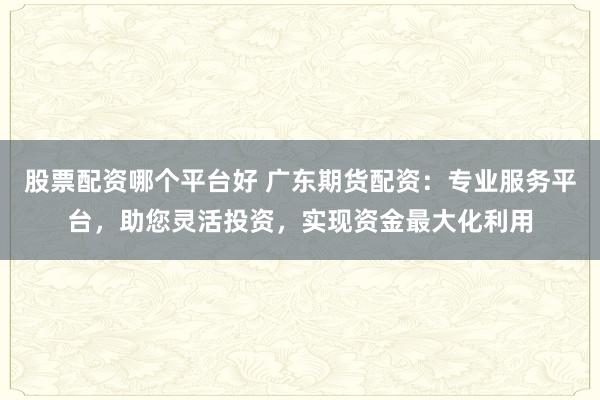 股票配资哪个平台好 广东期货配资:专业服务平台,助您灵活投资,实现资金最大化利用