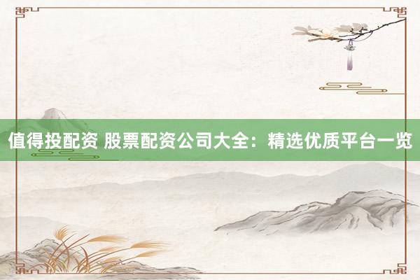 值得投配资 股票配资公司大全：精选优质平台一览