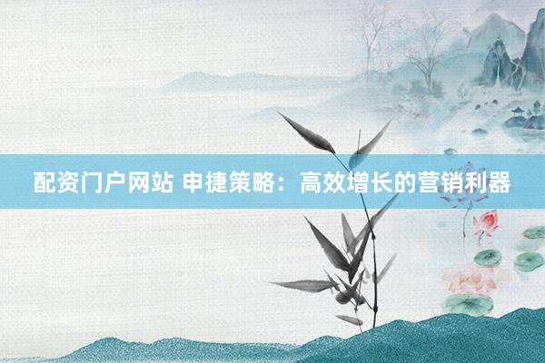 配资门户网站 申捷策略：高效增长的营销利器