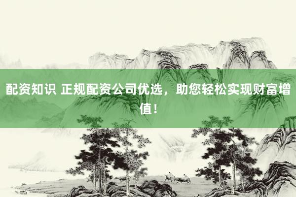 配资知识 正规配资公司优选,助您轻松实现财富增值!