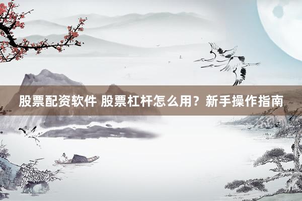 股票配资软件 股票杠杆怎么用?新手操作指南