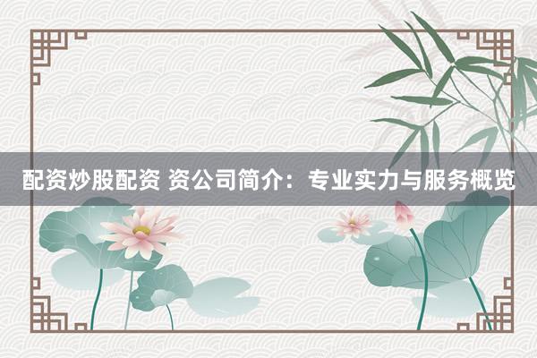 配资炒股配资 资公司简介：专业实力与服务概览