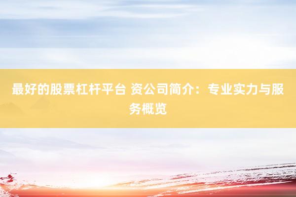 最好的股票杠杆平台 资公司简介：专业实力与服务概览