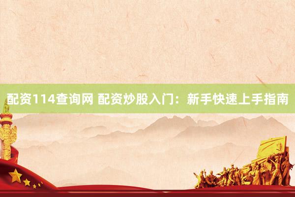 配资114查询网 配资炒股入门：新手快速上手指南